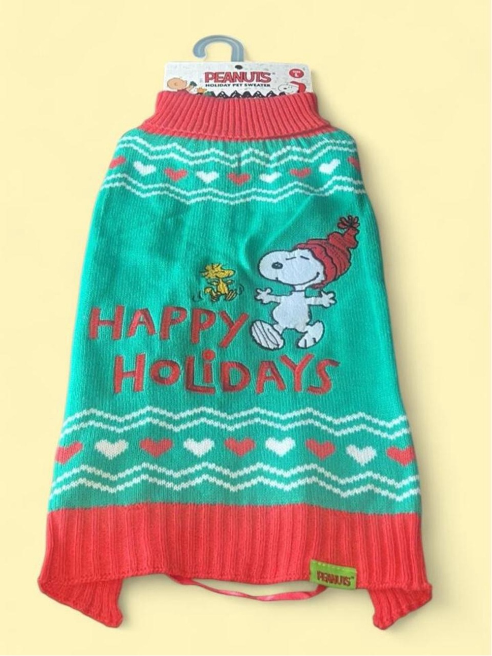 Peanuts Holiday Pet Sweater - Red & Green